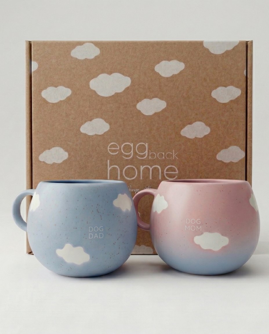 Cloud Mix Sunset Collection Mug 500ml Dog Mom & Dad 2 Pieces Set
