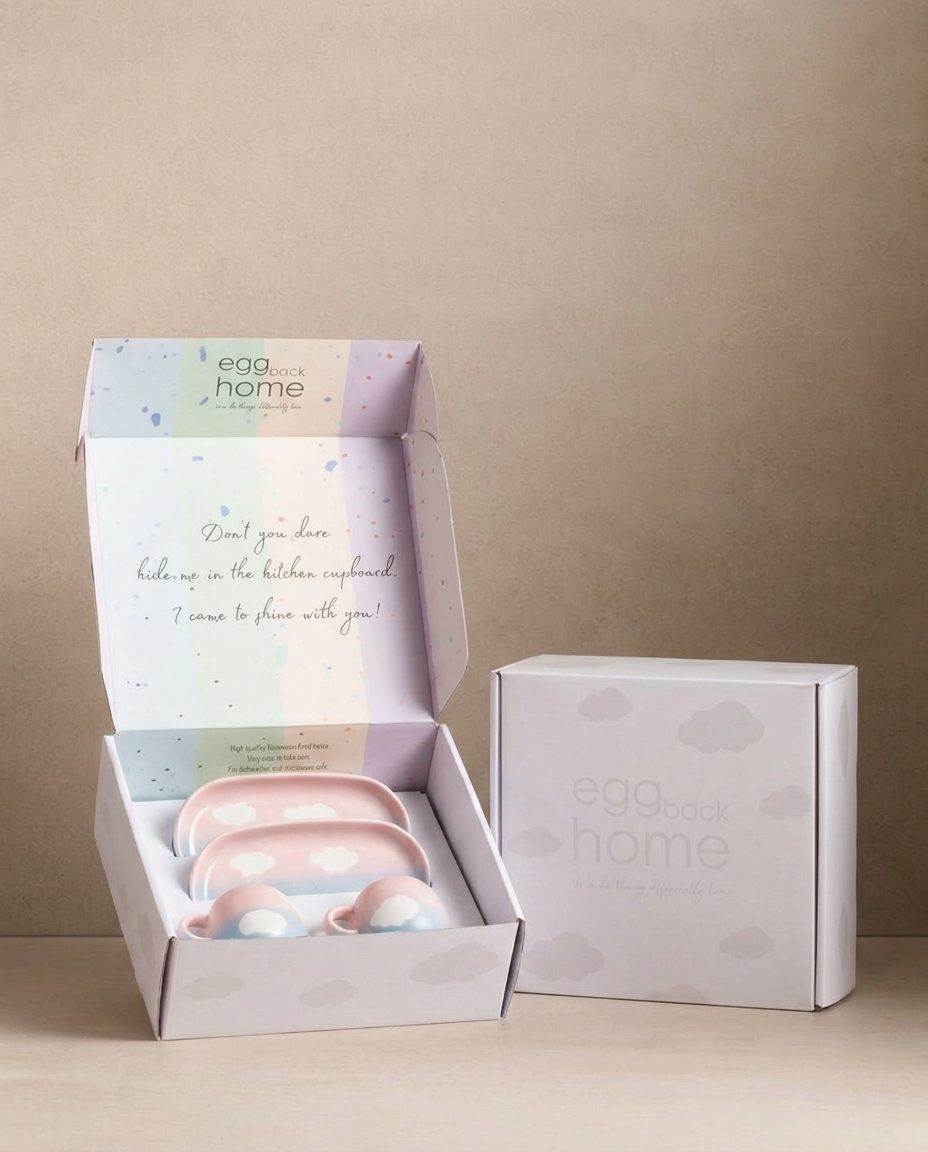 Ensemble Cloud Sunset 2 mugs espresso + 2 mini plateaux