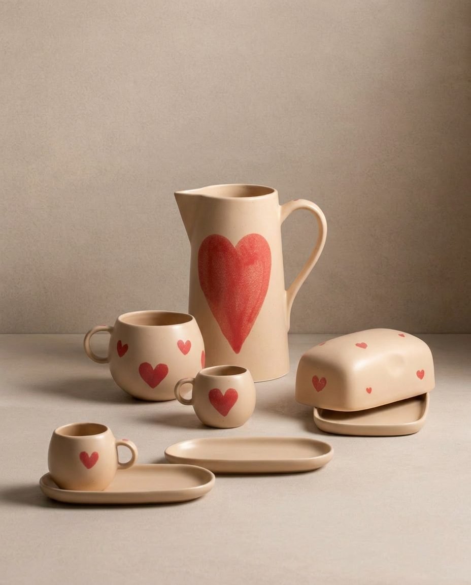 Cozy Hearts ストーンウェアボールマグ 500ml 限定版