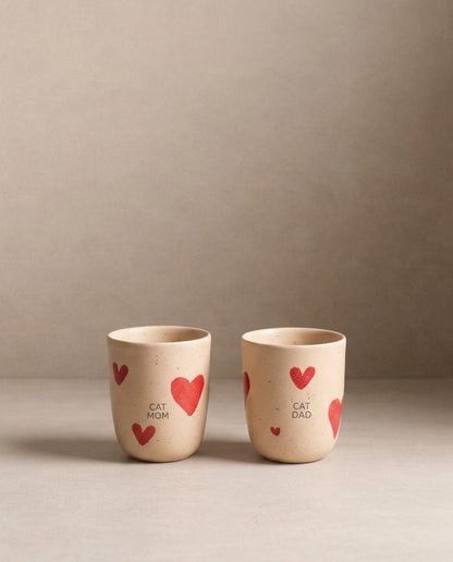 Ensemble de 2 pièces de mugs moyens en grès Cozy Hearts 220ml Édition limitée
