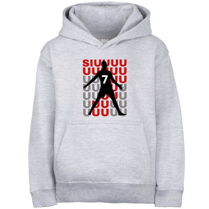 Fringoo gamer Sweat à capuche gris garçon Cotton Rich Soft Hooded Sweatshirt- Cristiano SIUUU gris
