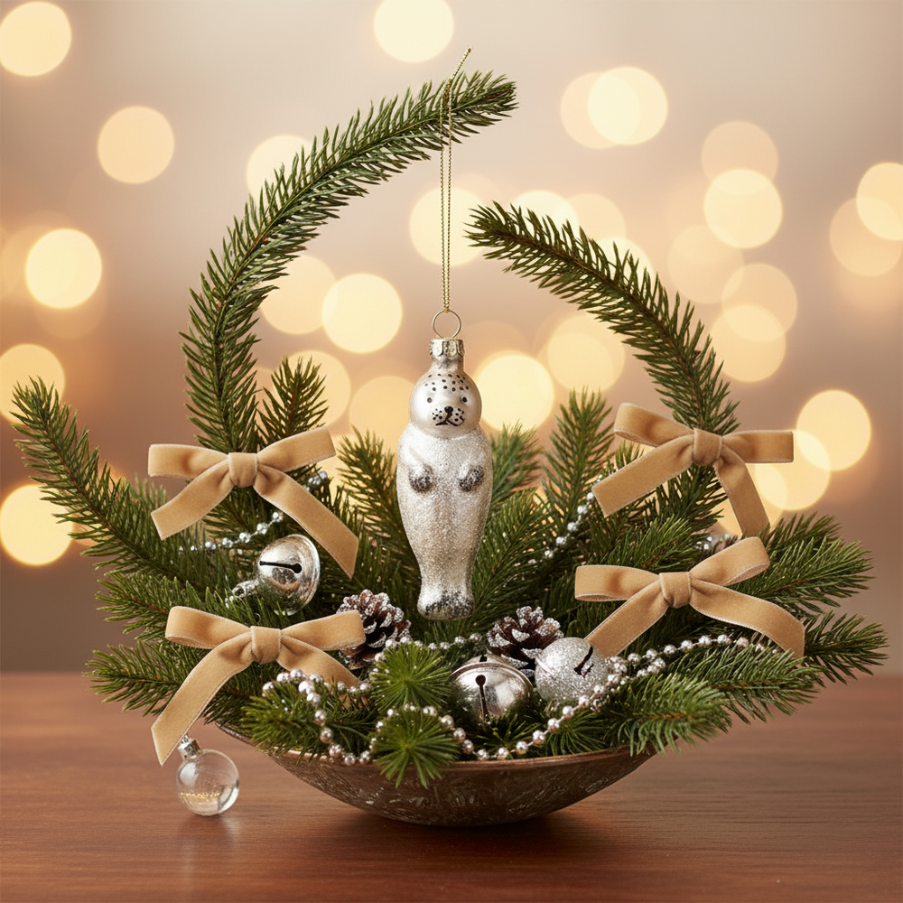 Weihnachtskugel mit Robbenbaby