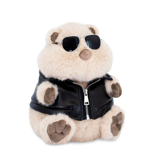 Peluche de hámster con chaqueta de cuero