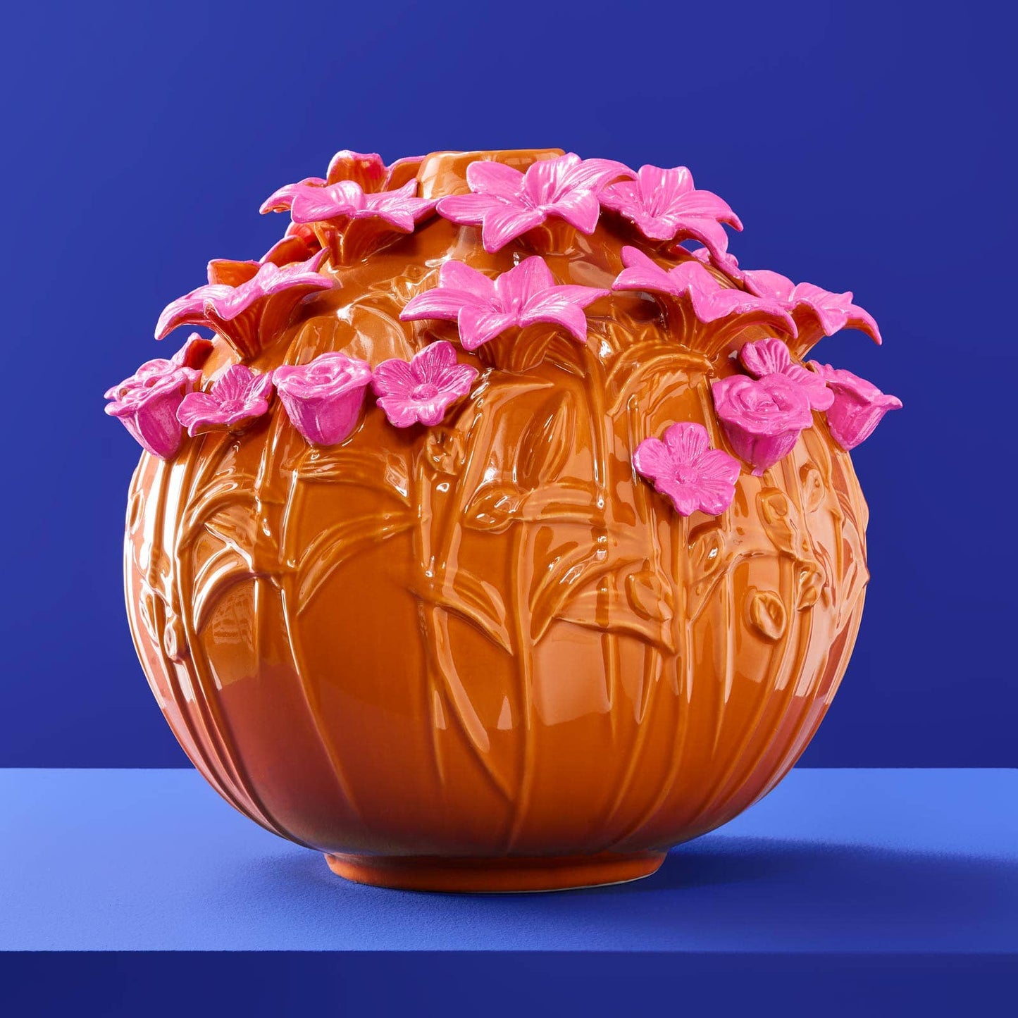 Vase Verano, Grès Orange/Rose, 34 x 29,5 cm