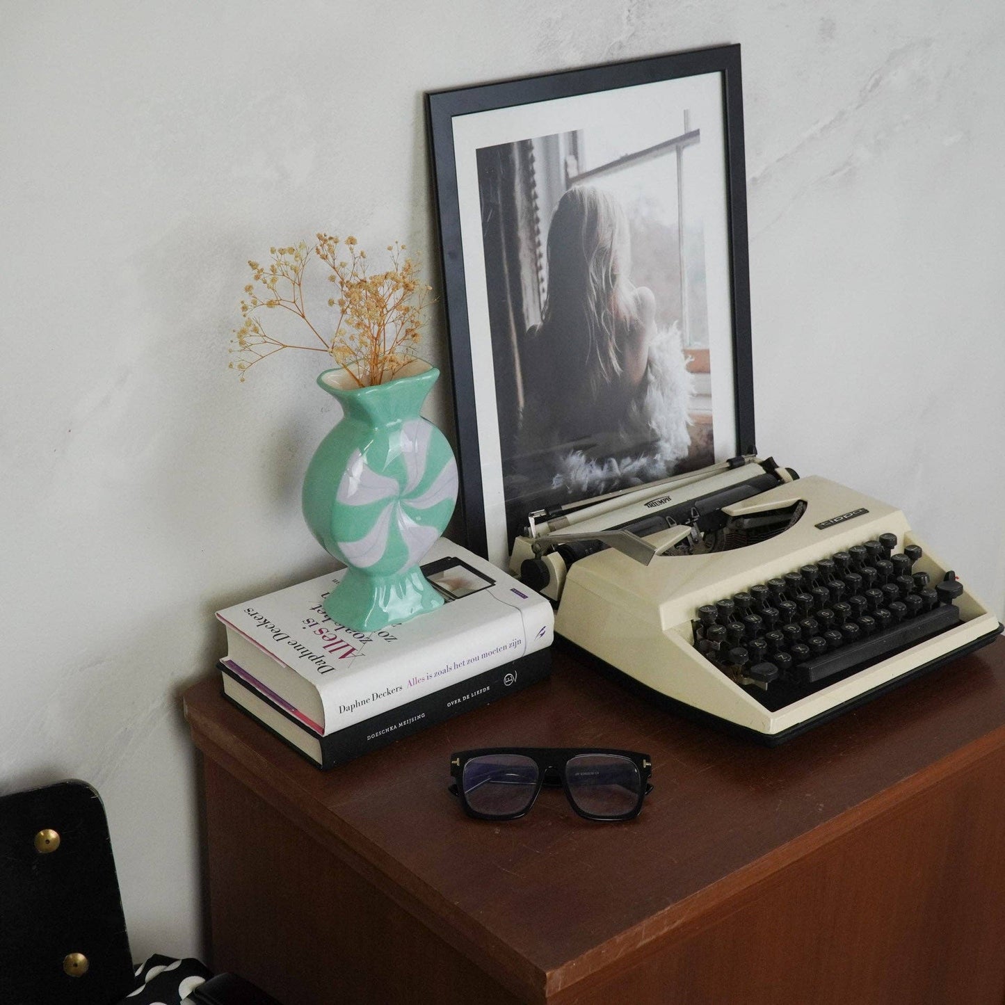 Florero - Caramelo - Cerámica - Lila/Menta - 12x6,5x20 cm