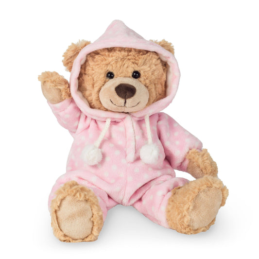 Osito de peluche en pijama rosa
