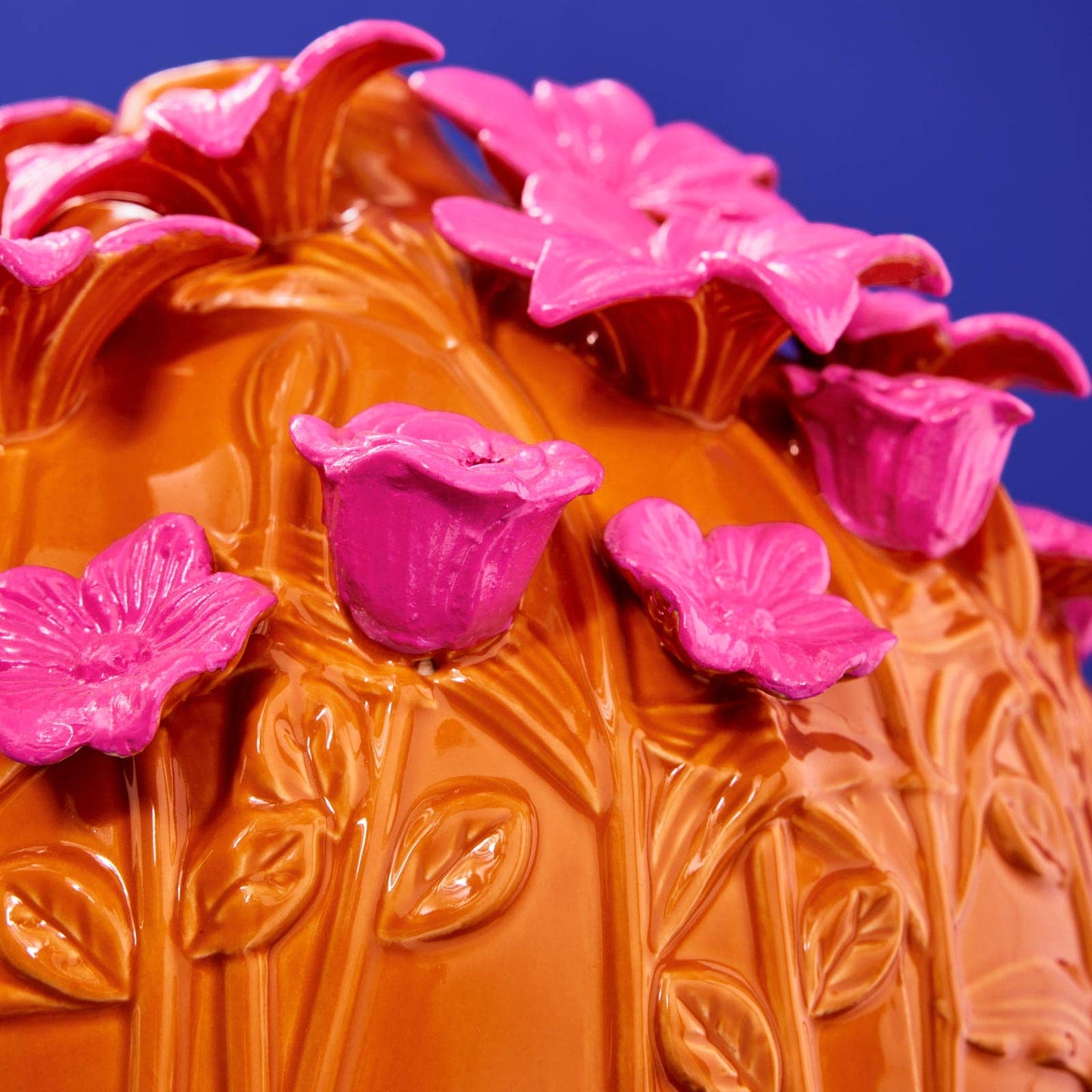 Vase Verano, Grès Orange/Rose, 34 x 29,5 cm