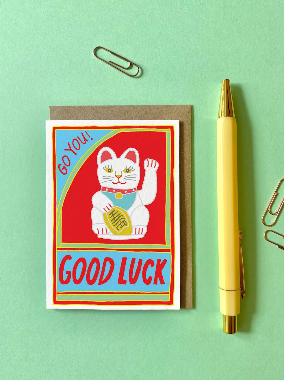 “Good Luck” Lucky Cat Greeting Card