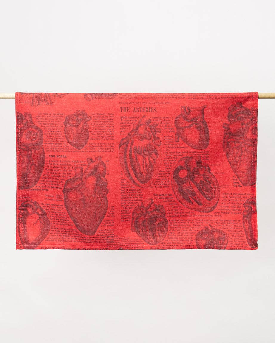 Paño de cocina con forma de corazón anatómico