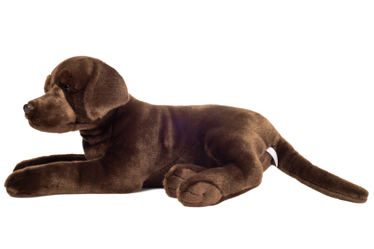Peluche Labrador color cioccolato sdraiato