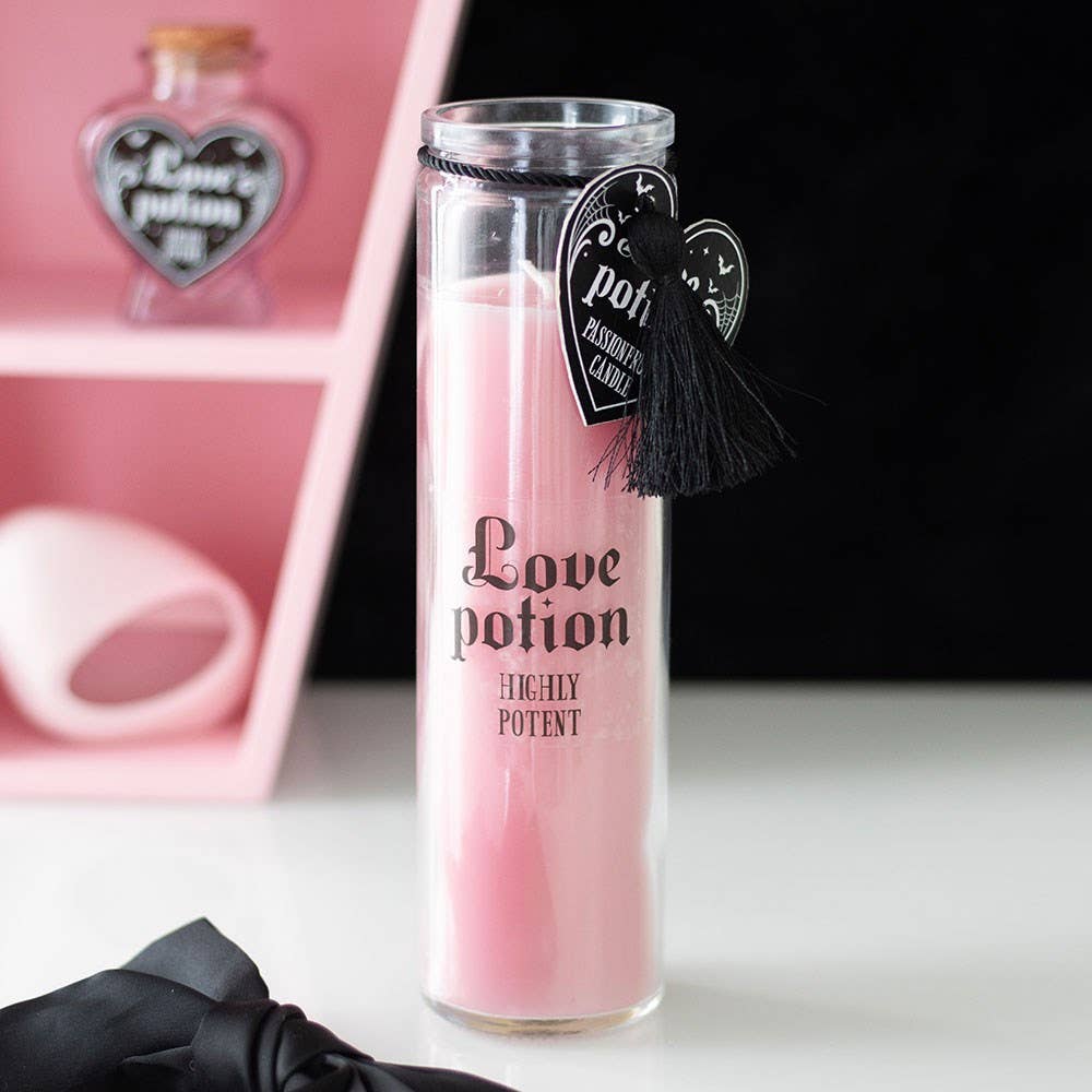 Love Potion glass tube candle, passion fruit scent