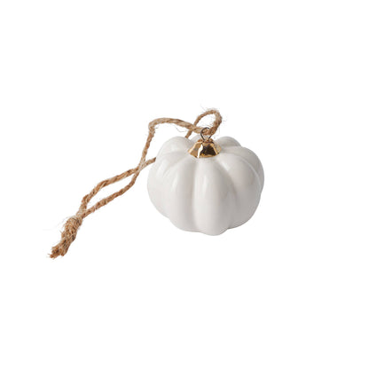 Hanging Pumpkin Decoration | White Ceramic