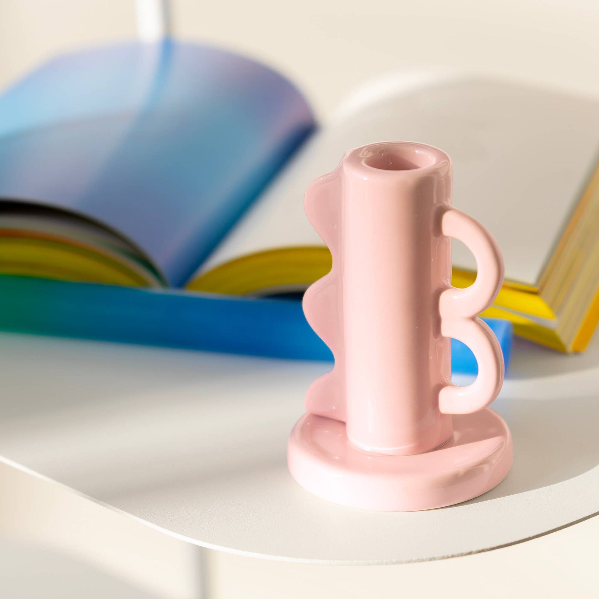 Bougeoir Vintage Rose à Double Anse Helio Ferretti Vue 4