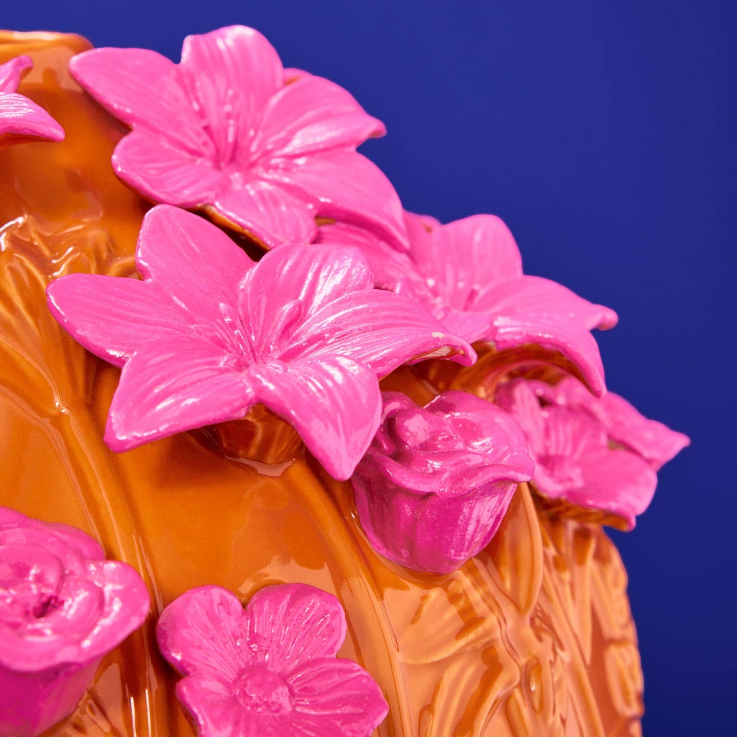 Vase Verano, Grès Orange/Rose, 34 x 29,5 cm