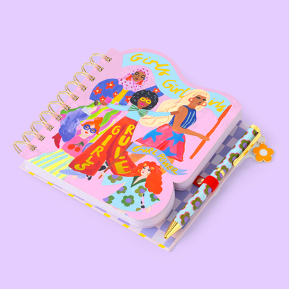 Carnet en forme de règle pour filles & stylo