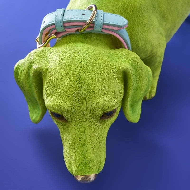 Dachshund Dog Wilfried M. Collar, Green Poly Resin