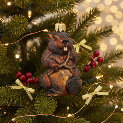 Adorno navideño de castor