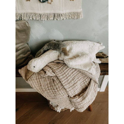 Grande chaufferette peluche en forme d’oie | blanc