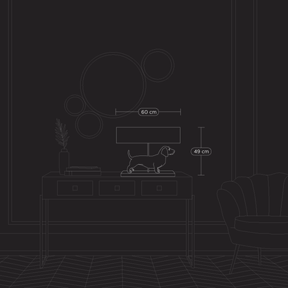 Lámpara de mesa Frank Silver/Grey Dachshund, Poly, 60 x 14 x 48,5 cm