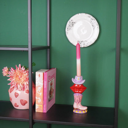 Bougeoir - Botte / Lèvre / Chapeau - Rose / Rouge / Lilas - 10x8x20 cm