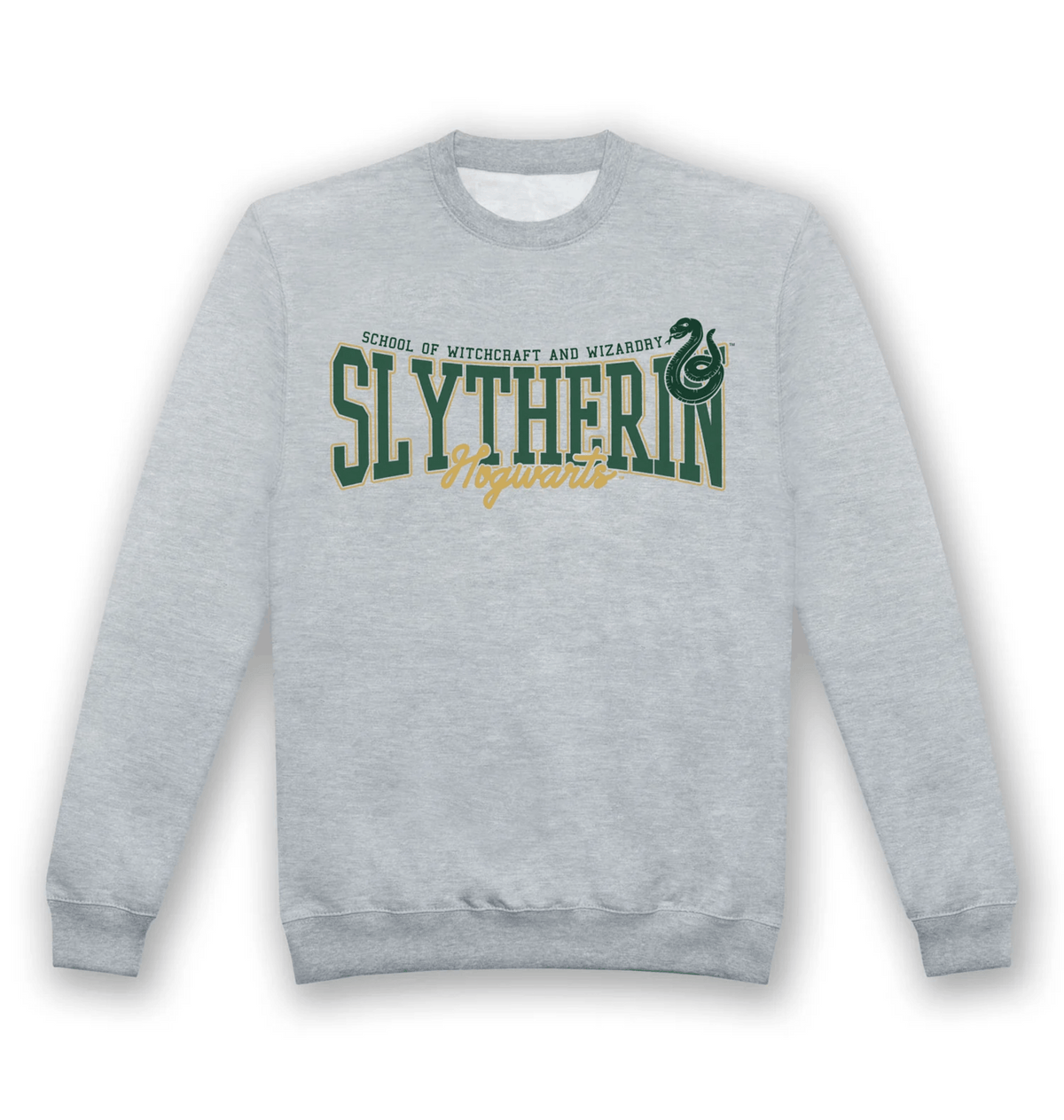 Sweat adulte Harry Potter Serpentard Collegiate gris chiné