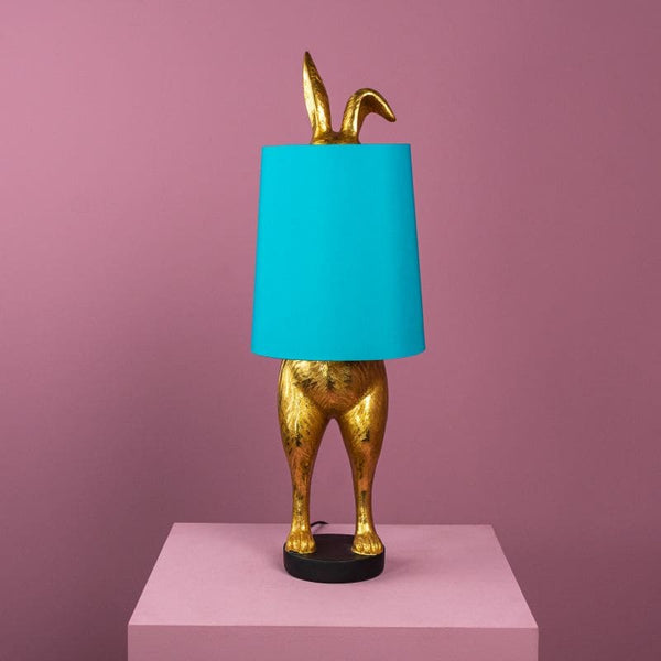 Lampe de table Lapin Hiding Bunny®, Or/Turquoise
