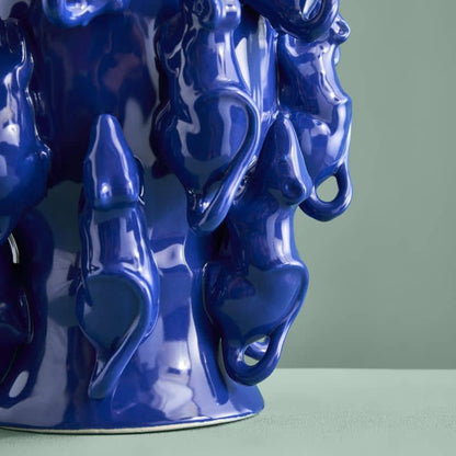 M. Mäuschen vaas, kobaltblauw steengoed, 23 x 23 x 26 cm