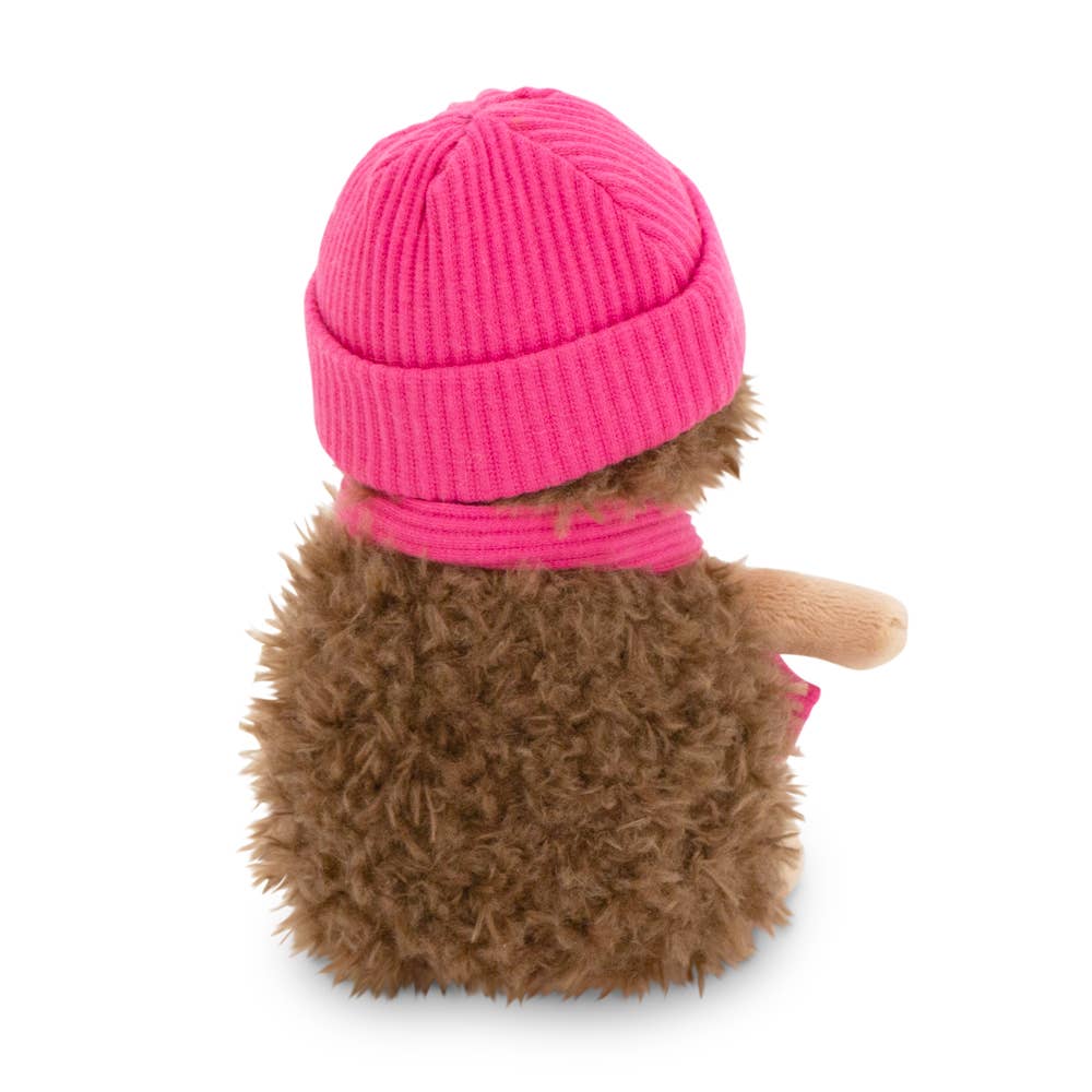 Peluche de erizo Fluffy con gorro de frambuesa, 15 cm