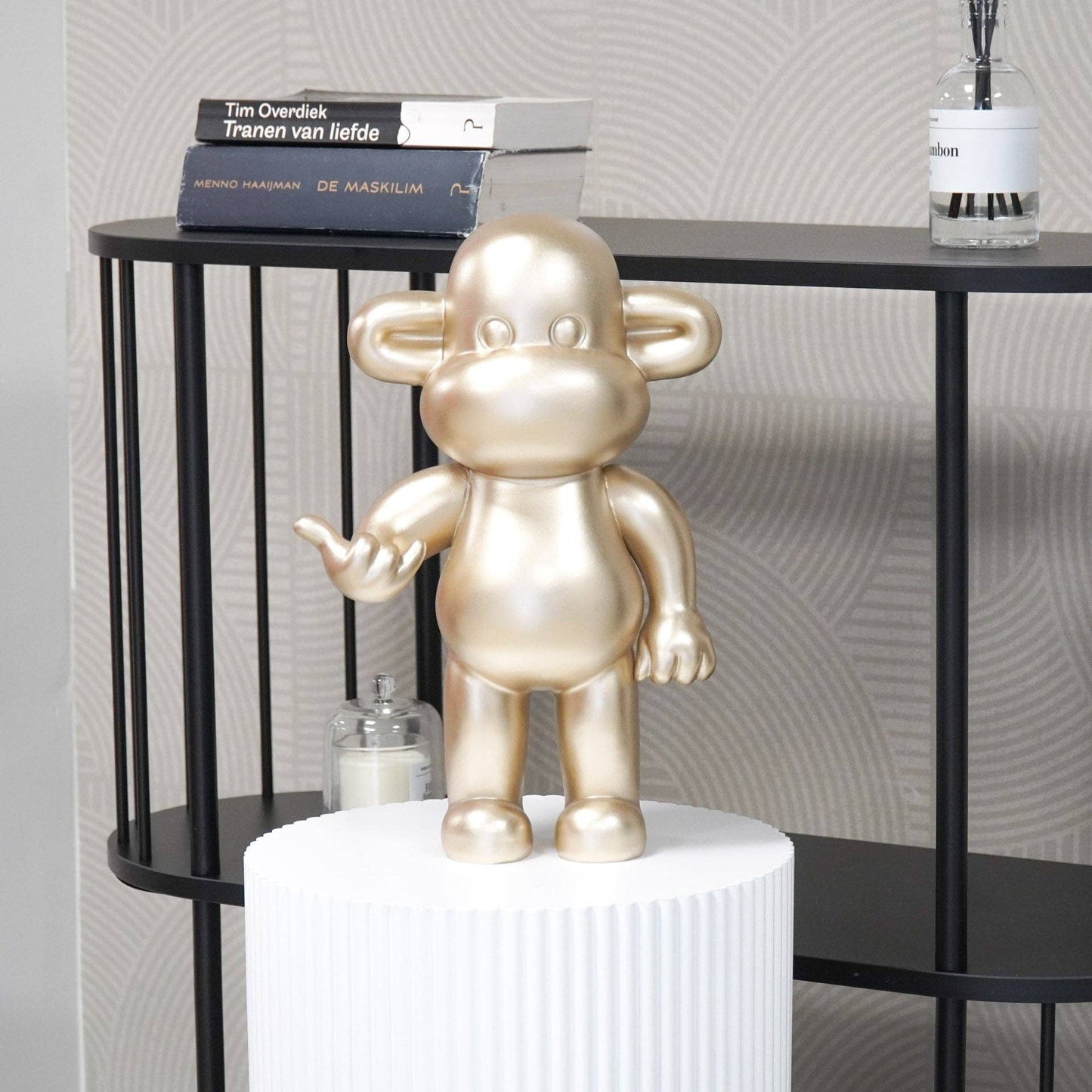 Adorno - Figura colgante de mono suelto 'La Leyenda' - Poliresina - Dorado - 33x21x50cm