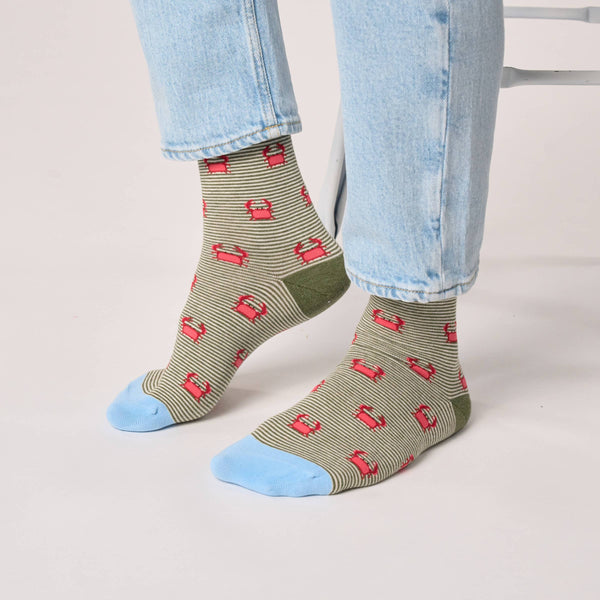Calcetines de algodón peinado con forma de animal - Cangrejo