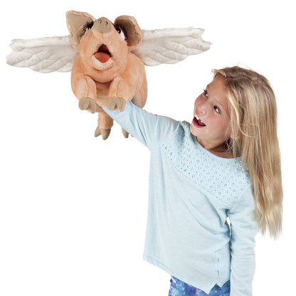 Marionnette à main Cochon avec ailes Folkmanis réaliste