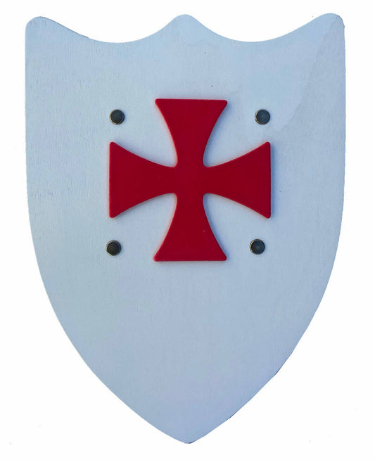 BOUCLIER HISTORIQUE BLANC AVEC CROIX TEMPLIÈRE - KALID MEDIEVAL