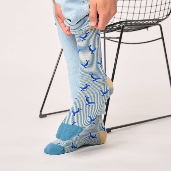 Chaussettes en coton peigné animaux - Baleine