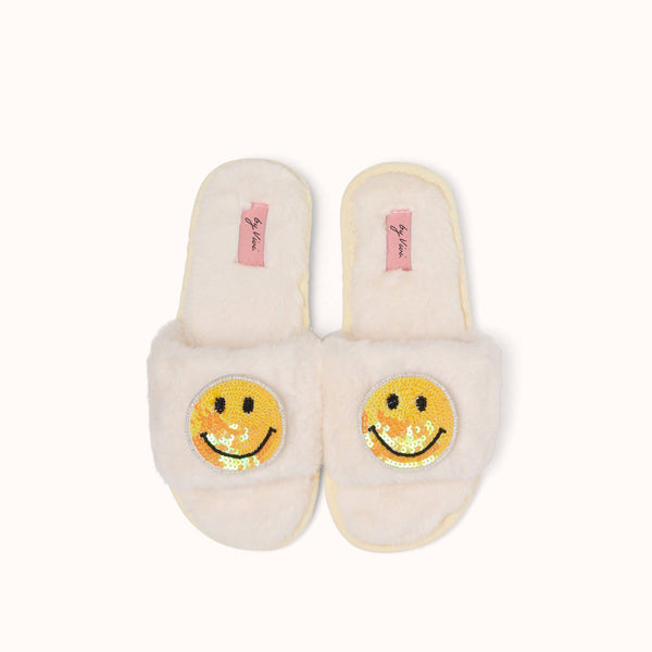 Coppia di spille a forma di pantofole - Smiley giallo