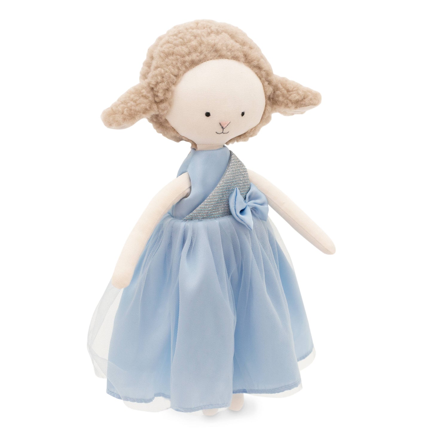 Peluche de la oveja Zoe: Vestido de satén azul, 29 cm, Apto a partir de 0 meses