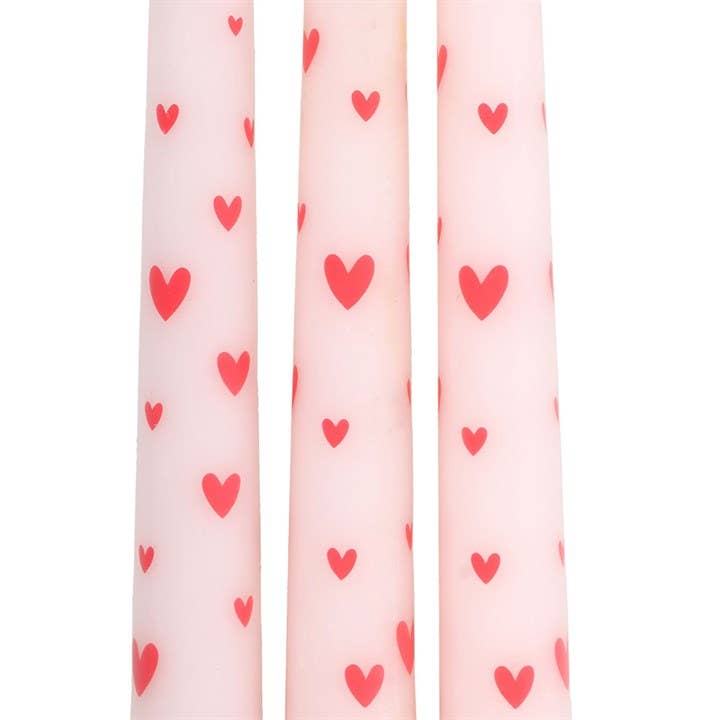 Juego de 3 velas cónicas en forma de corazón para San Valentín