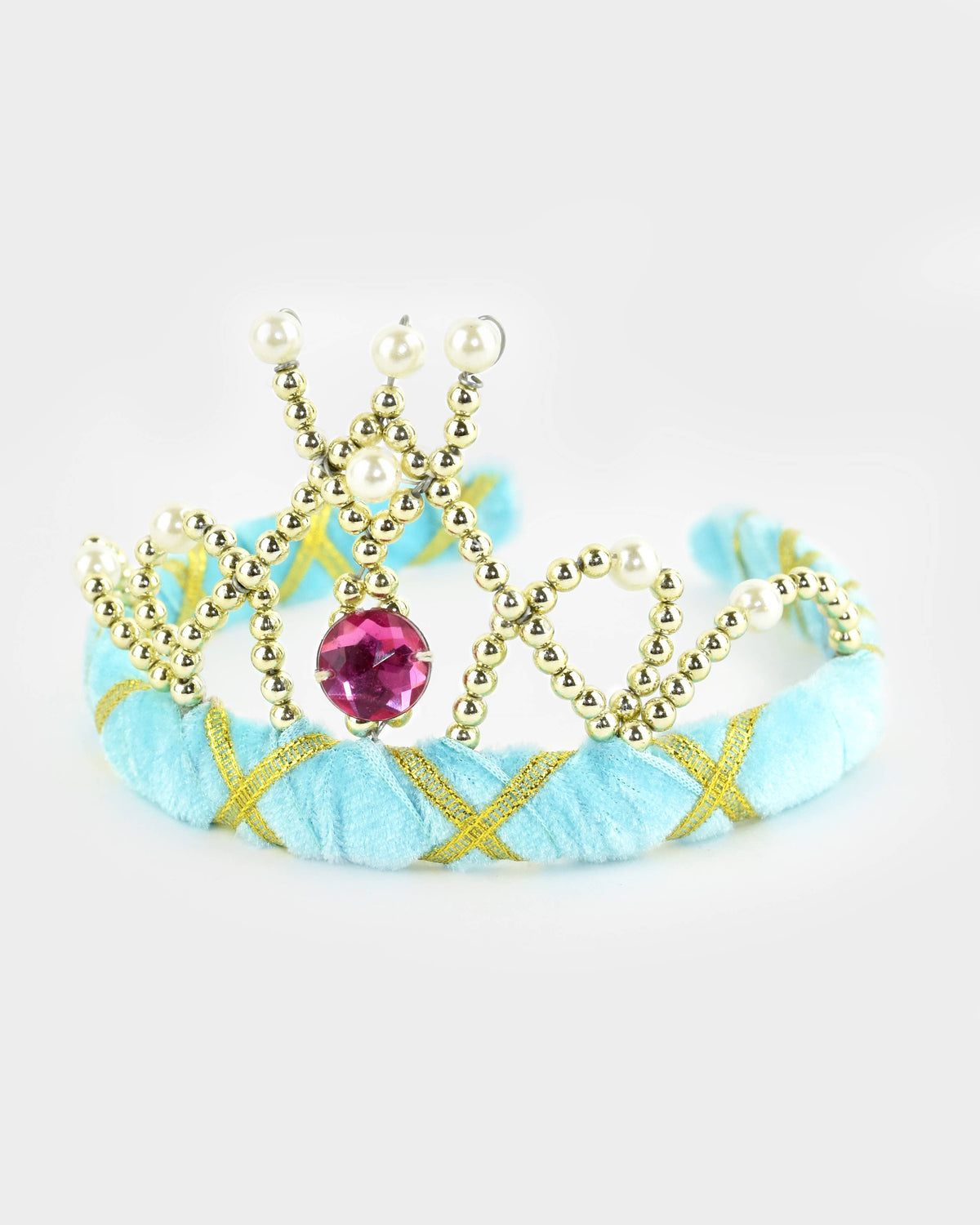 Diadème en velours bleu clair 14 cm