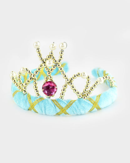 Diadème en velours bleu clair 14 cm