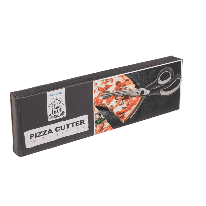 Rotella taglia pizza con dispositivo di sollevamento, circa 27 x 8 cm,