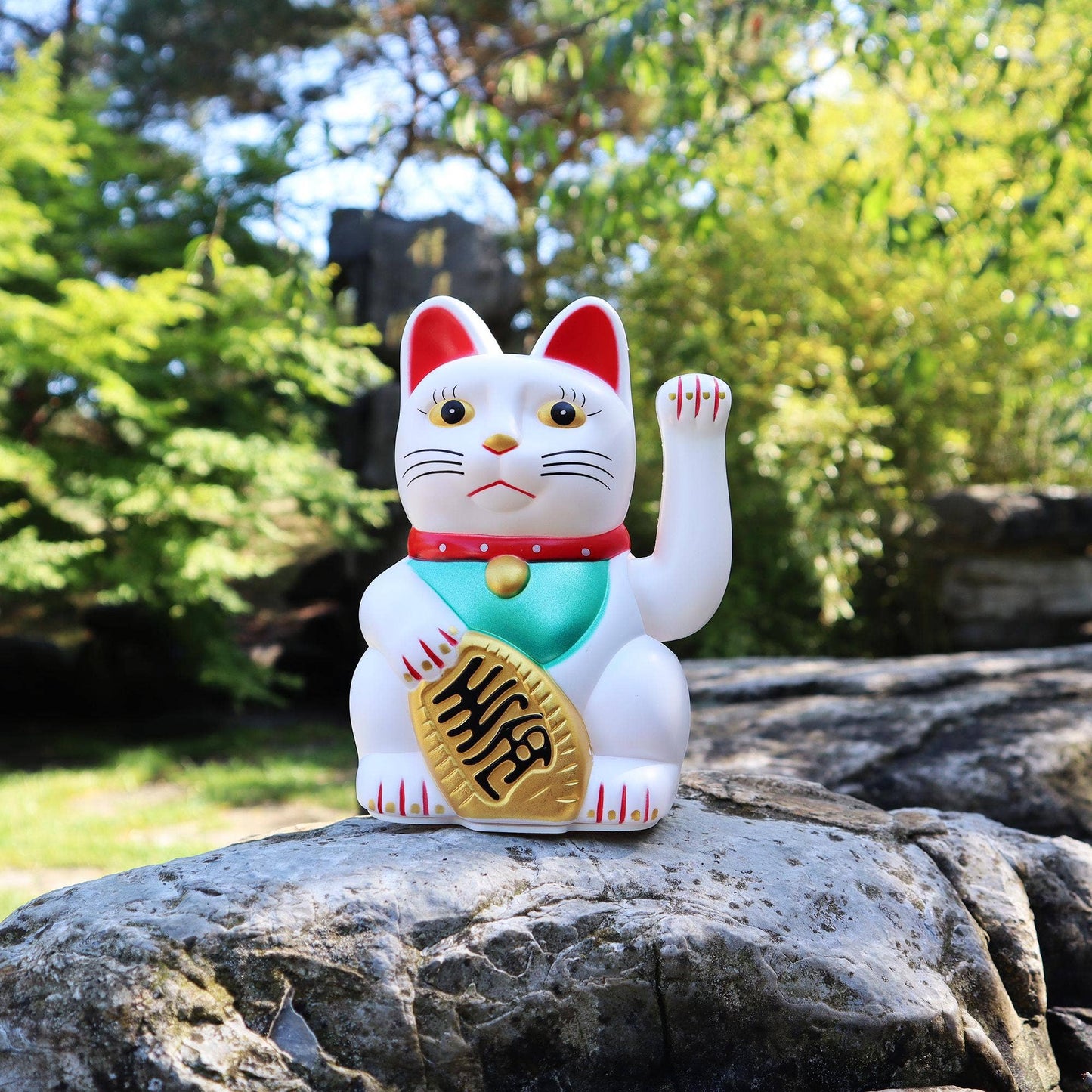 Chat chanceux blanc 15cm