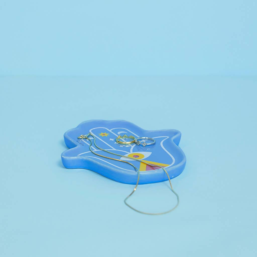 Porta incenso, Lucky Hand, blu, ceramica