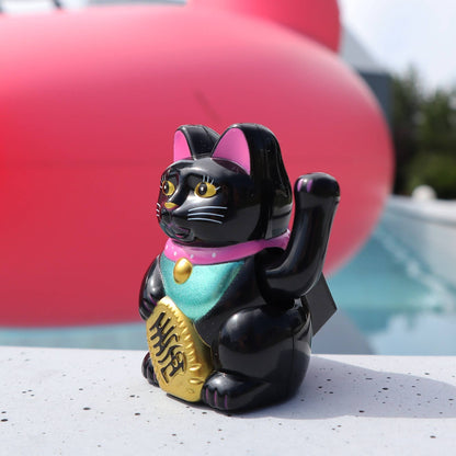 Mini Chat chanceux solaire noir 5cm