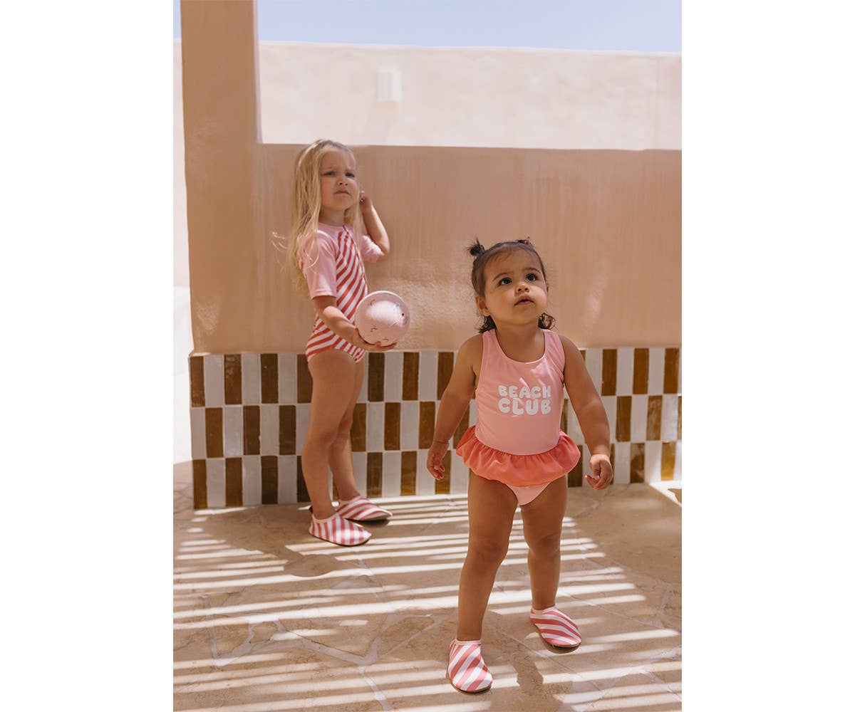 Kids' Aqua Shoes Striped Bloom & Blush