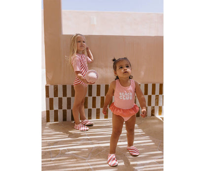 Kids' Aqua Shoes Striped Bloom & Blush