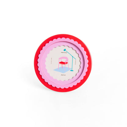 Cadre Photo Rond Rouge Brillant Helio Ferretti Vue 2