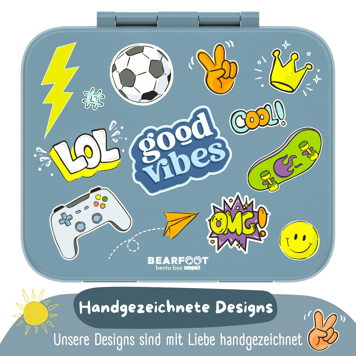 Boîte Bento COMPACT à Compartiments - Sticker Bleu