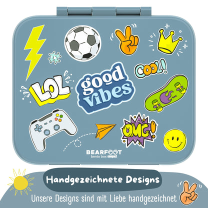 Boîte Bento COMPACT à Compartiments - Sticker Bleu