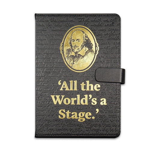 Caderno A5 com capa em PU - Shakespeare (O mundo inteiro é um palco)
