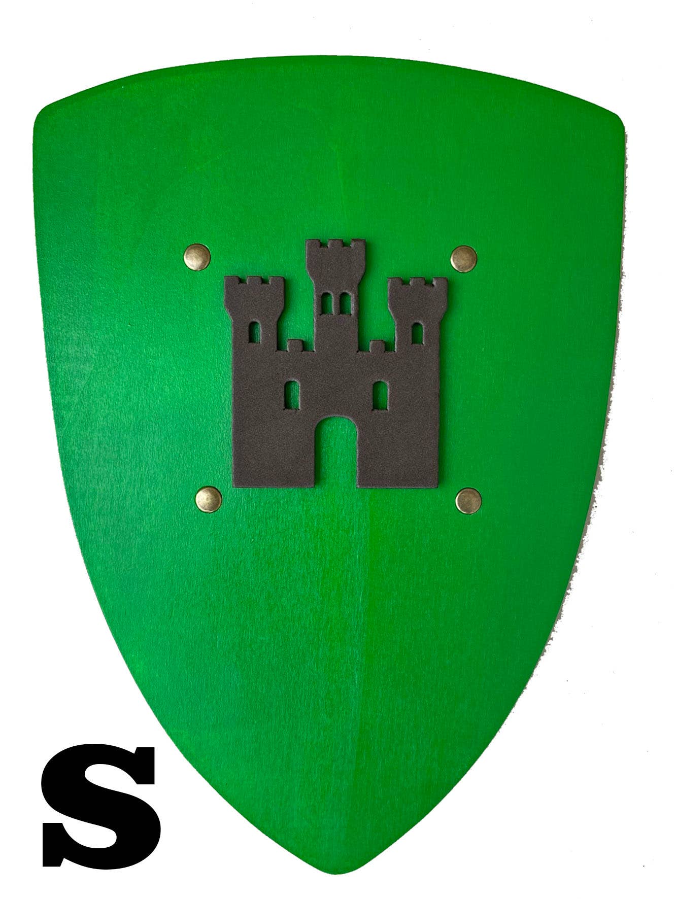 Small Kamelot plywood green shield with castle