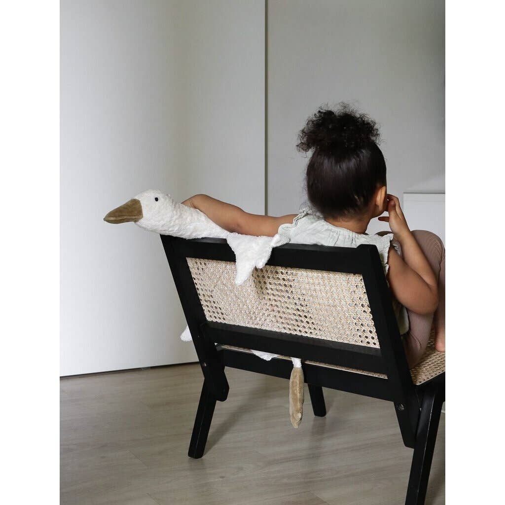 Grande chaufferette peluche en forme d’oie | blanc